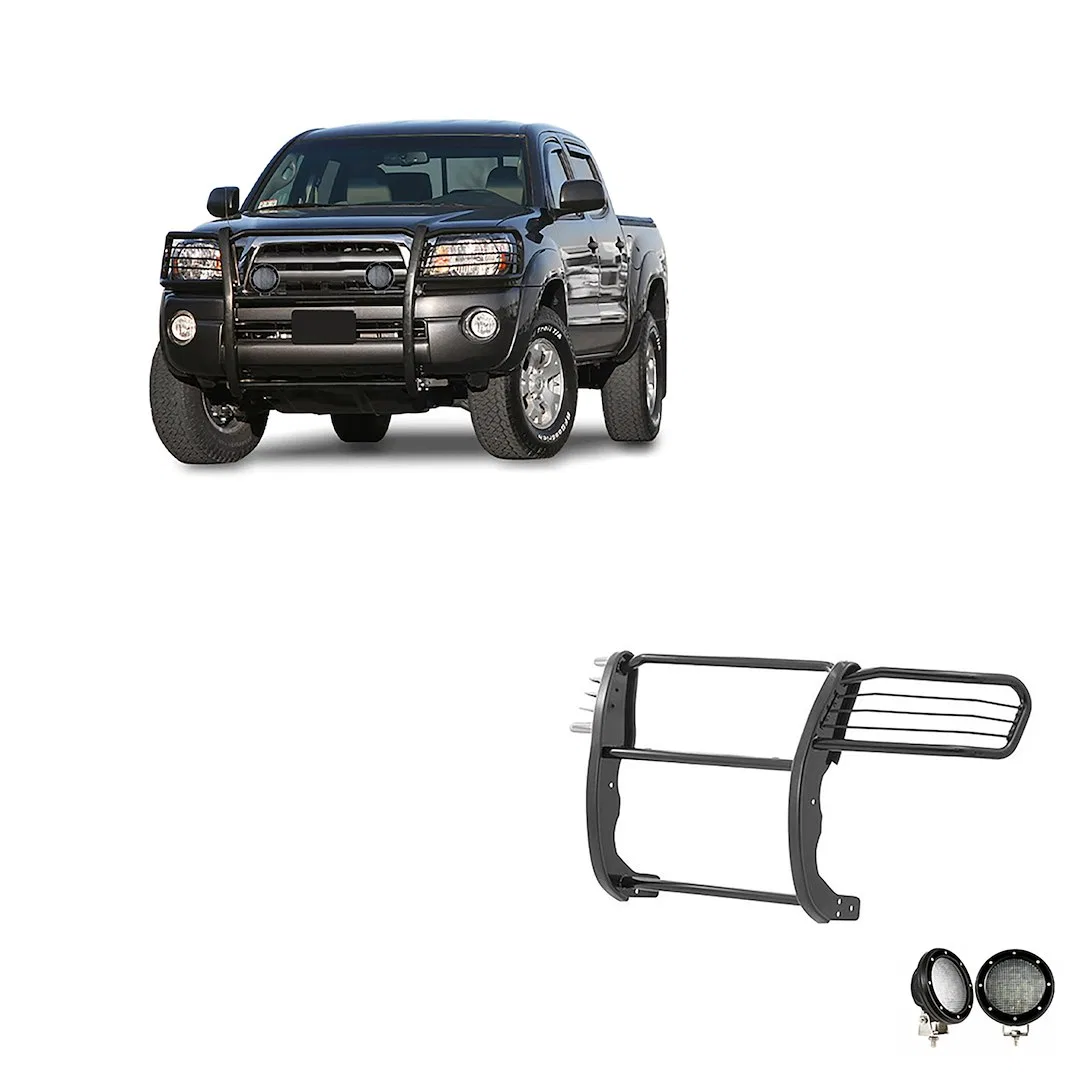 17A096400MA-PLFB – BLACK HORSE Grille Guard, 3-Piece Modular Powder Coated Black Steel Modular 1-1/2 Inch Diameter Wi...